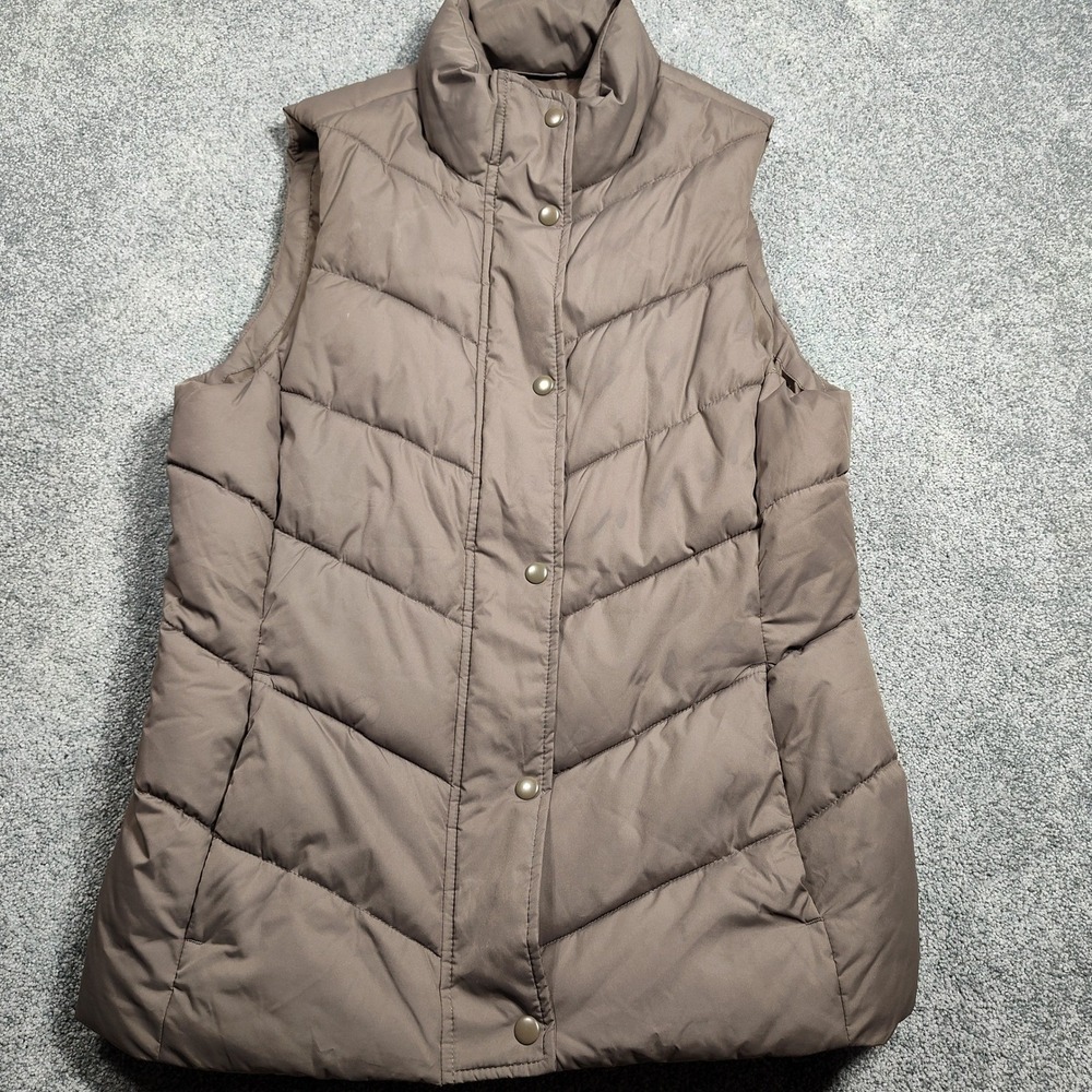 Gap Womens Puffer Vest Small S Brown Full Zip Button Up Quilted Sleeveless